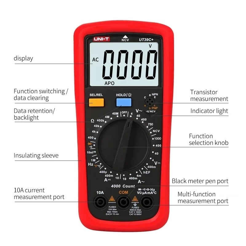 UNI-T UT39A+ UT39C+ UT39E+ Digital Multimeter Auto Range With LCD ...