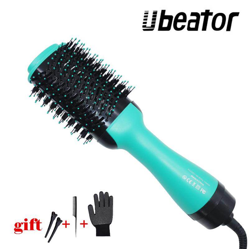 2019 gold hot air cool air brush comb hair curler hair dryer 2 in 1 360 rotation Multifunction hair straightner curling iron