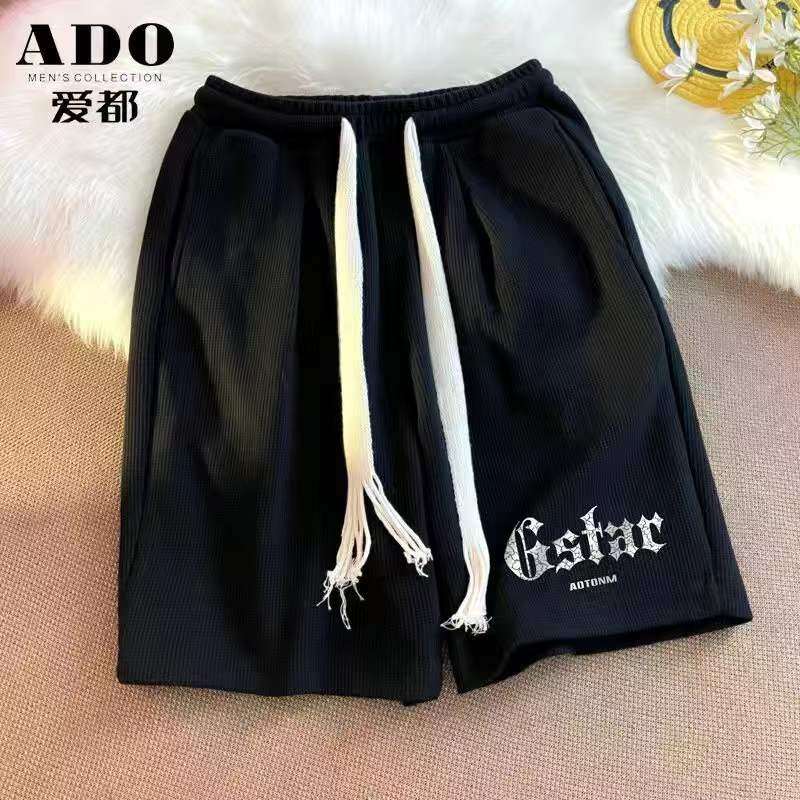 DM Men's Embroidery Shorts Men Big Size 5XL Sports Casual 5 Point Pants Korean Trend Straight Shorts for Men