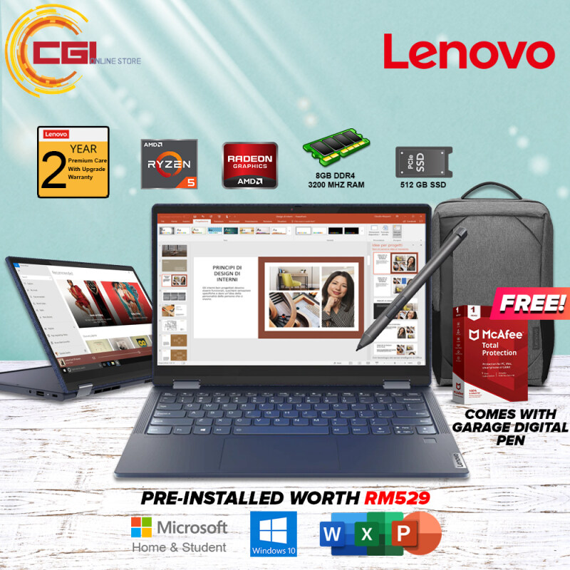Lenovo Yoga 6 2-in-1 Laptop (82FN001VMJ) 13.3 (Abyss Blue) AMD Ryzen 5 4500U 8GB RAM 512GB SSD AMD Radeon Graphics Office Home & Student 2019 Malaysia