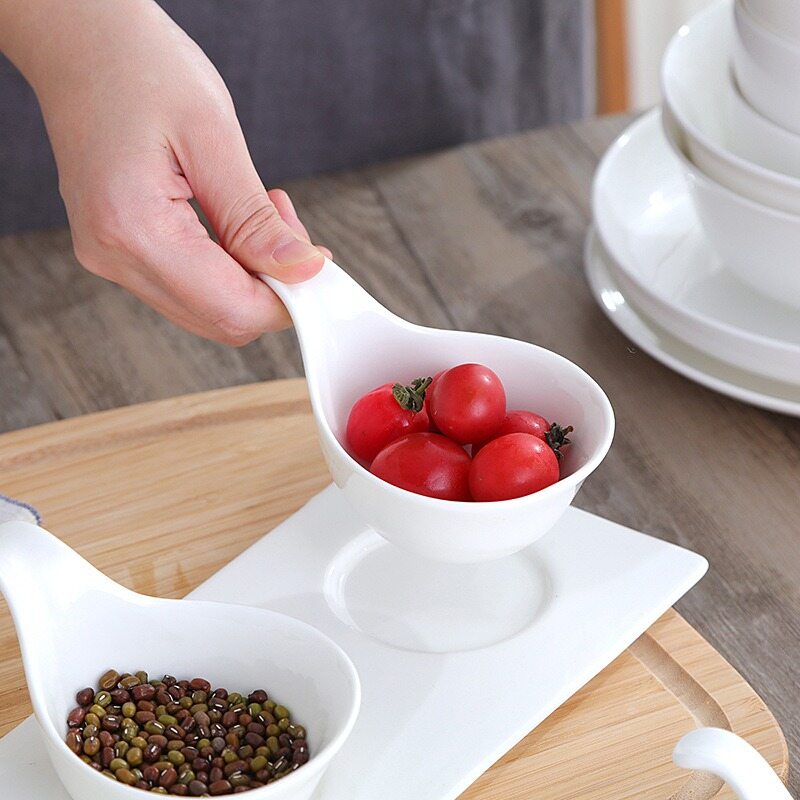 DAFIFY 4 in 1 Ceramic Serving Caviar and Appetizer Sauce Dish Dipping Bowls Set