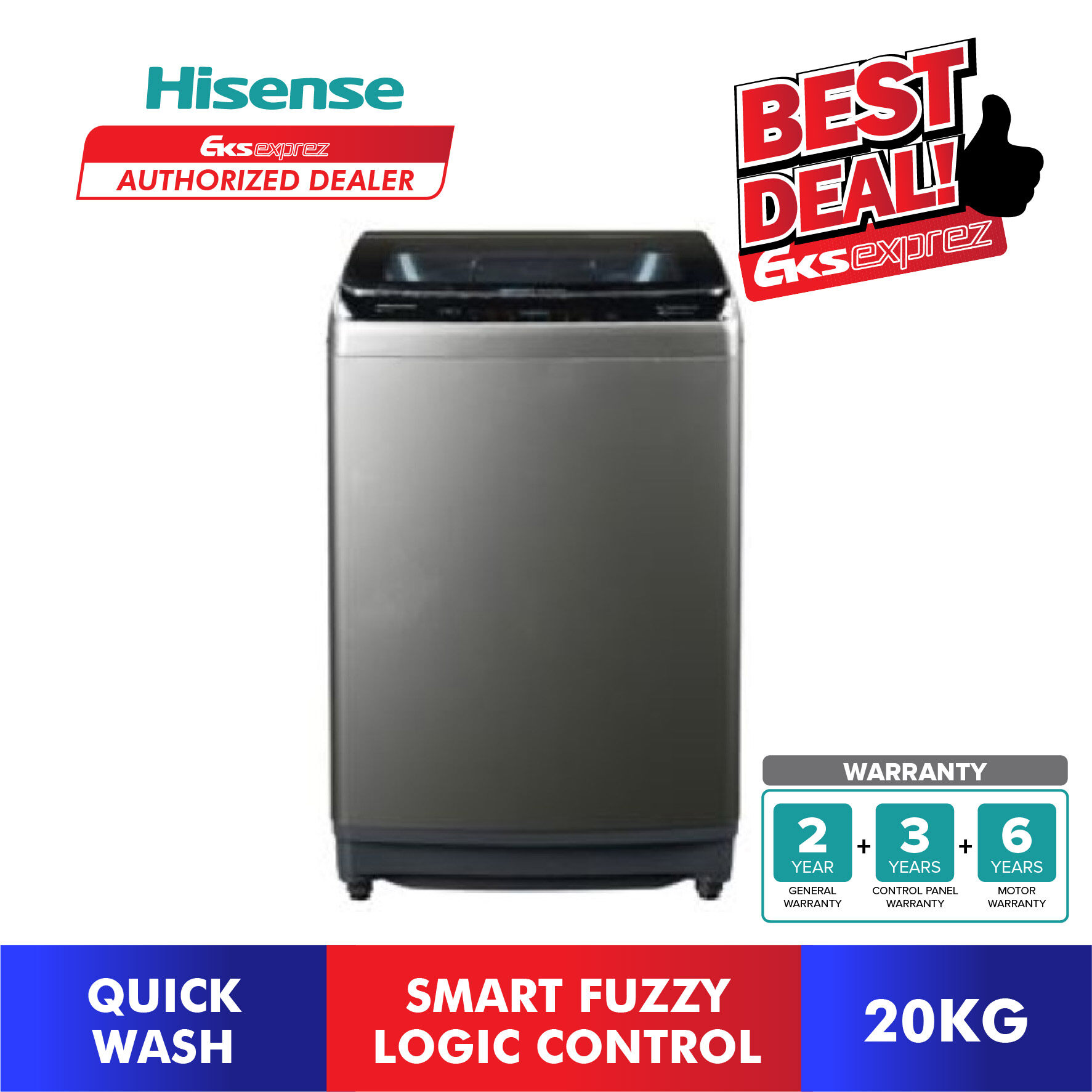 Hisense Top Load Washing Machine (20kg) WTHX2001S Washer / Mesin Basuh
