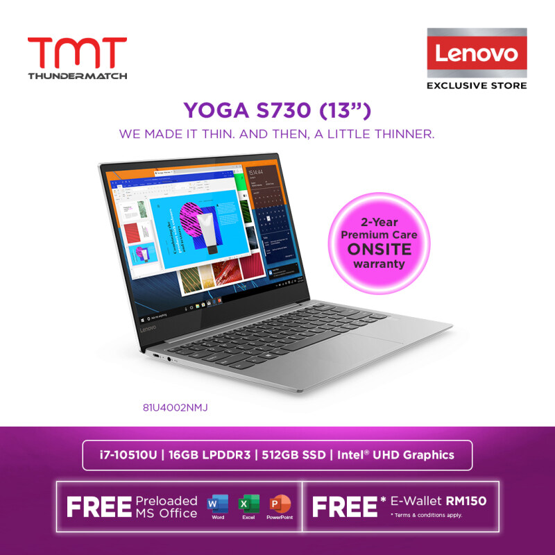 Lenovo Yoga S730-13IML 81U4002NMJ Laptop | i7-10510U | 16GB 512GB SSD | 13.3 FHD | W10 | MS OFFICE + BAG Malaysia