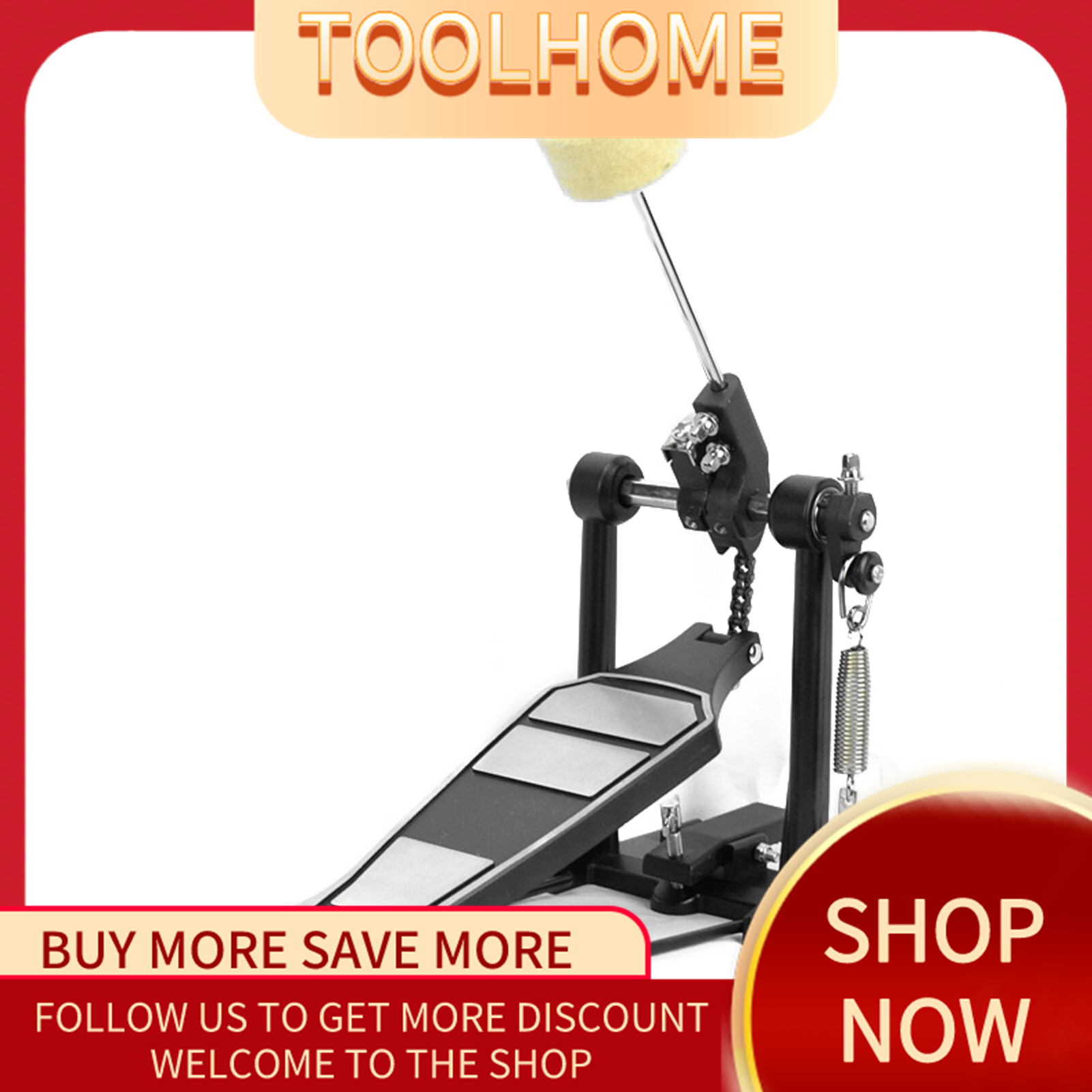 Drum Pedal with Drum Wool Beater Aluminium Alloy Singles Drum Pedal Drum Set Pedal Singles Pedal