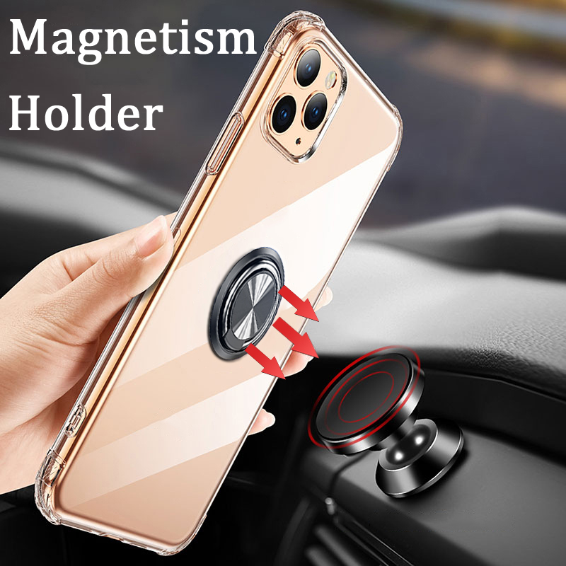Casinglee For Nubia Redmagic 7S 7 Pro Case Soft Clear Transparent Protector Shockproof Car Magnetic Holder Ring Back Cover Casing hp Nubia Red magic 7 7S Pro Phone case