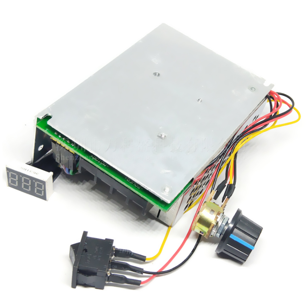 Màn hình hiển thị kỹ thuật số 0 ~ 100% điều chỉnh 10-50V 40A Bộ điều khiển tốc độ động cơ dòng điện một chiều PWM 12V 24V 48V 2000W tối đa 60A đảo ngược