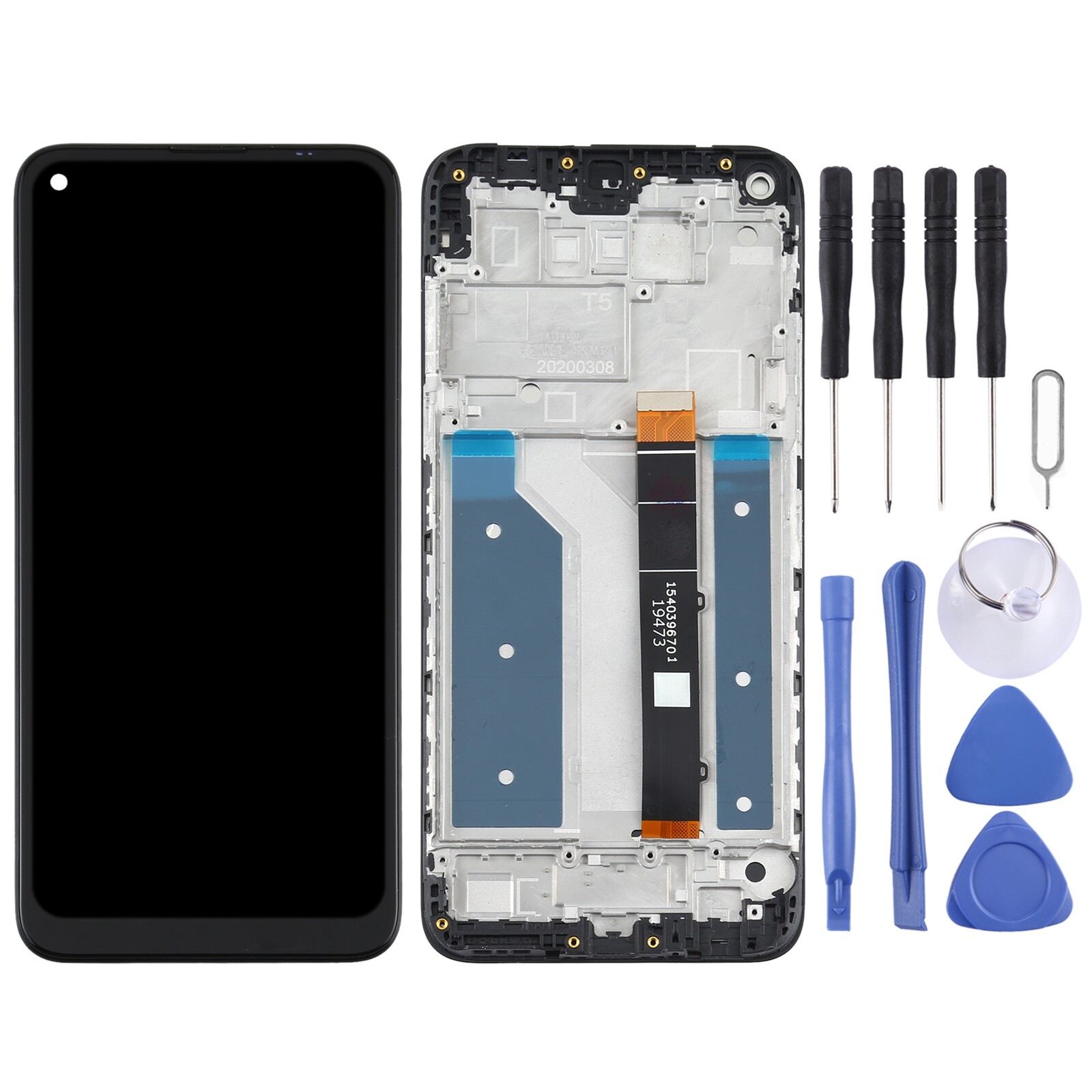 LCD Screen and Digitizer Full Assembly With Frame for LG Q61(Black)