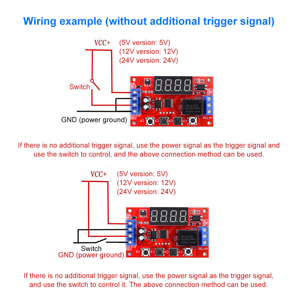Diymore độ trễ thời gian Relay DC 5V 12V 24V Mô-đun hẹn giờ kích hoạt chu kỳ chậm trễ thời gian mạch Mô-đun chuyển đổi với màn hình LED