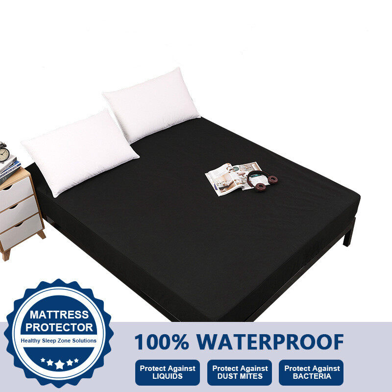 Panda Online 100% Waterproof Fitted Bedsheet Non-slip Fixed Bed Cover Mattress Protector Single Queen King Size 90x200x30cm/150x200x30cm/180x200x30cm