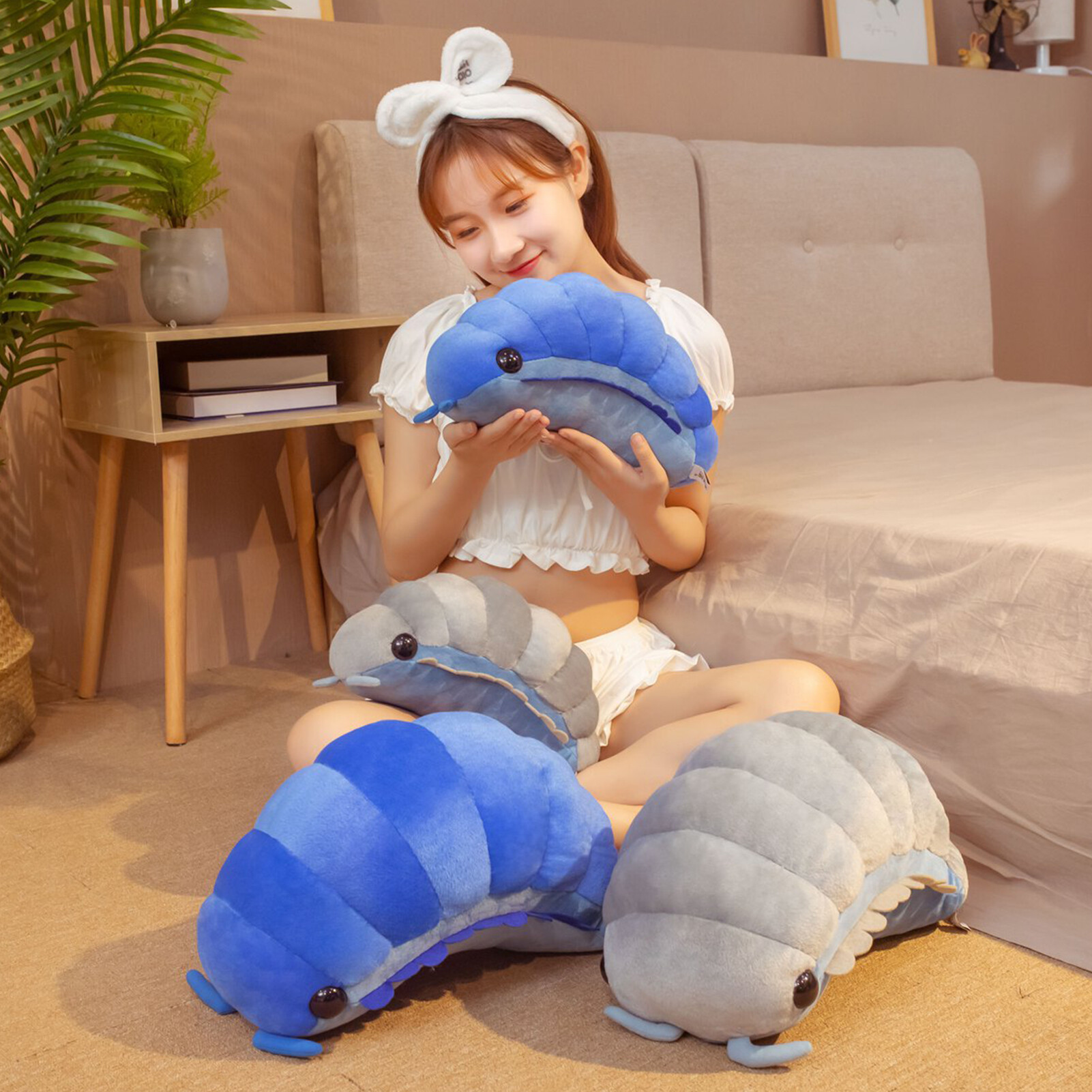 Creative Cute Doll Pillow Super Soft Comfortable PP Cotton Simulation Caterpillar Plush Stuffed Toy Birthday Gifts