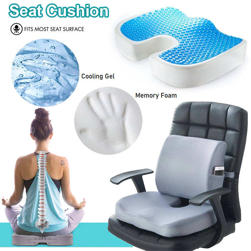 Coccyx Spine Cooling Memory Foam Seat Cushion Pain Relief Breathable Support Chair Pillow Backrest Posture Corrector Lazada