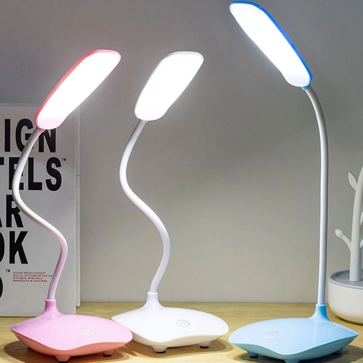 Đèn LED Để Bàn Đèn Đọc Sách Để Bàn Có Thể Điều Chỉnh Độ Sáng Sạc USB Công Tắc Cảm Ứng Xoay Gập Được Đèn Bàn Phòng Ngủ Làm Việc Học Tập