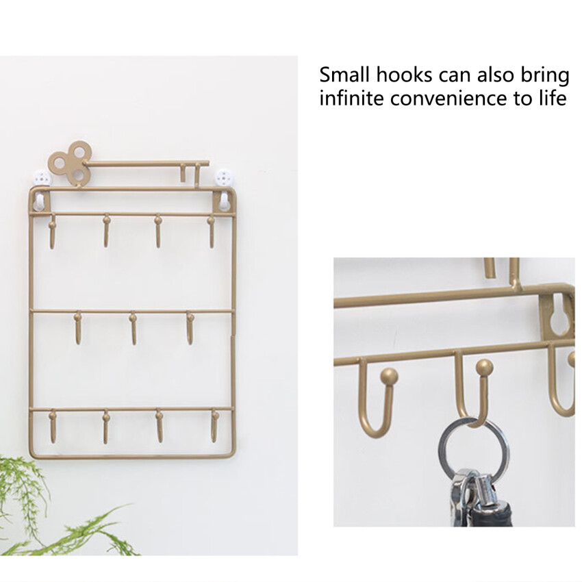 Modern Style Iron Wall Mounted 11 Hangers Hooks Key Holder Coat Hat Storage Rack Practical Cloth / Keys Hooks