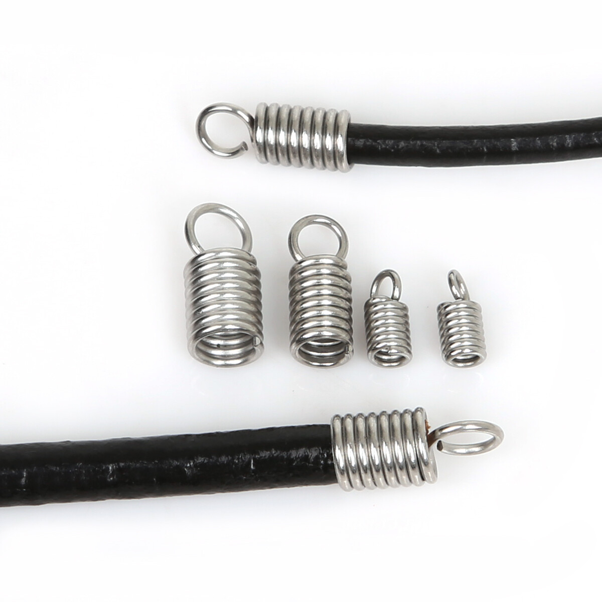 50pcs 2/3/4mm Ropes Cord Crimp End Caps Buckle Tips Necklace Bracelet Connectors Clasp hooks Stainless Steel Jewelry Findings