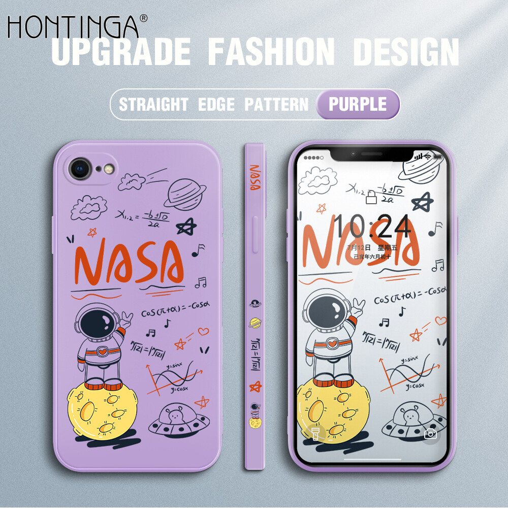 Ốp Honinga Ốp Cho Iphone 6 6S 7 8 Plus SE 2020 Phim Hoạt Hình NASA Phi Hành Gia Mặt Trăng Thiết Kế Trường Hợp Ốp Họa Tiết Viền Silicon Mềm Dạng Lỏng Chính Hãng Hình Vuông Ốp Bảo Vệ Toàn Bộ Camera Ốp Lưng Điện Thoại, Softcase Cho Bé Trai
