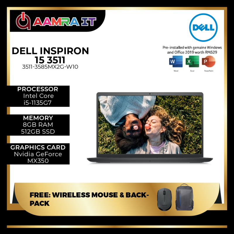 DELL INSPIRON 15 3511 (I5-1135G7, 8GB RAM, 512GB SSD, MX350_2GB, 15.6 FHD, CARBON BLACK-W10, H&S) Malaysia