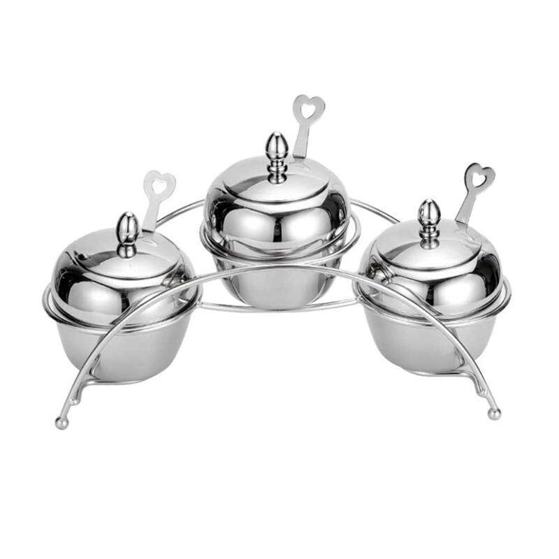 1pc Seasoning Storage Box Set Household Apple Shaped 3-Compartment Condiment Jars Spice Box Container For Spice Salt Sugar By Ertic