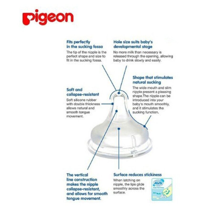 Bình Sữa Pigeon Cổ Rộng Chính Hãng (SS,S,M,L,LL,LLL) Núm Vú Giả Cho Bé