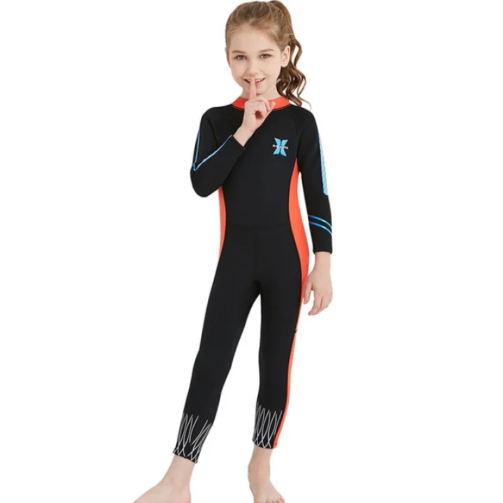 2 5mm Girls Diving Suit Kids Upf50 Diving Wetsuit Uv Protection Thermal Boy Swimwear Long Swimsuits Sunsuit Rash Guard Lazada Singapore