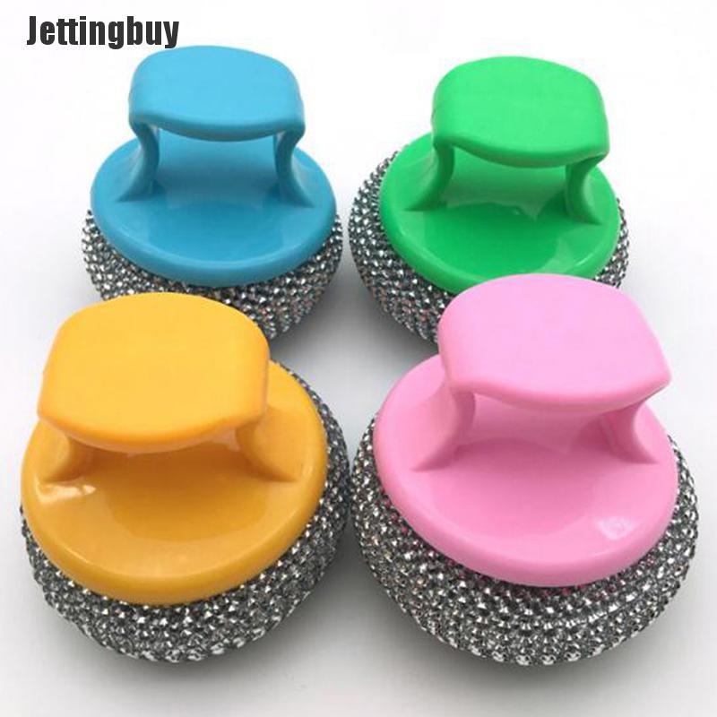 [Jettingbuy] Wire Ball Brush With Handle Pan Cleaning Brush Dish Handle Washing Brush