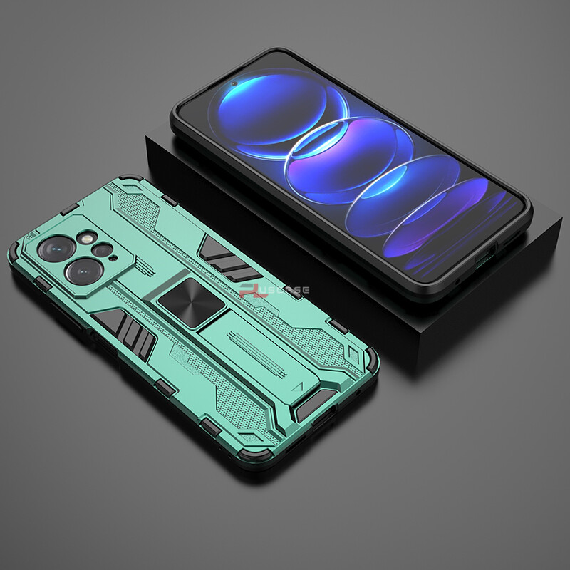 PlusCase for Xiaomi Redmi Note 12 4G Case Shockproof Kickstand Armor Camera Lens Protector Hard Back Cover