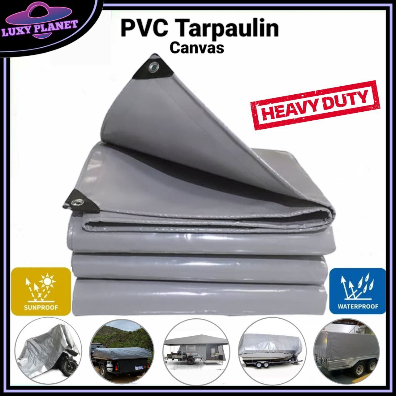 PVC Tarpaulin Canvas Premium Heavy Duty Tarp Kanvas Lori Khemah Lorry