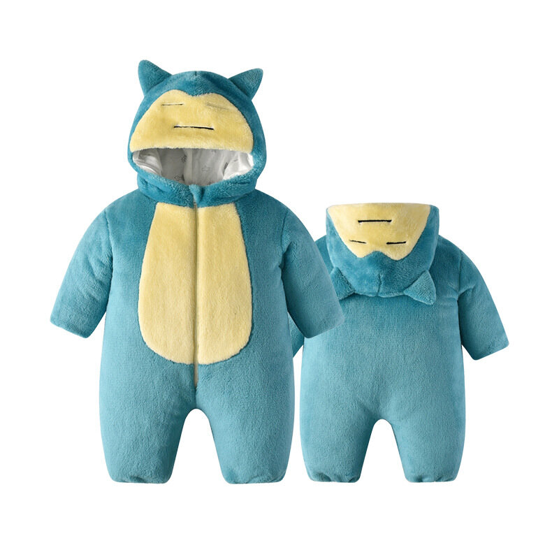 Baby Snorlax One-Piece Romper 0-3 Years old Baby Onesie Sleepwear For Kids Anime Cartoon Costume Toddler Flannel Jumpsuit Cute Bodysuit