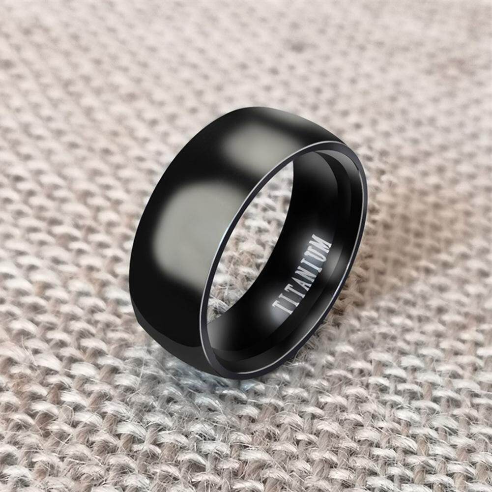 Gravitational wave 8mm Punk Men Titanium Steel Plain Wide Band Finger Ring Jewelry Birthday Gift
