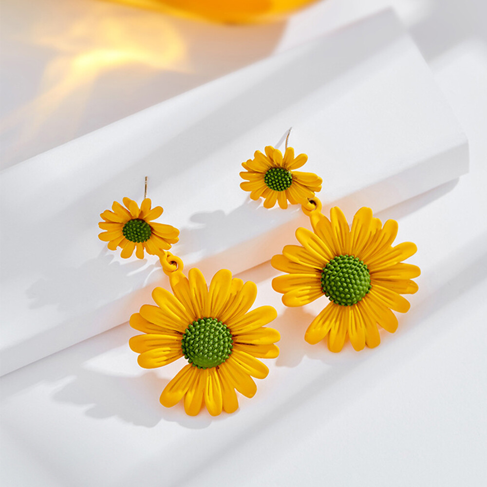 Korean Flower Personality Cute Drop Earrings Dangle Earrings Daisy Earrings Fashion Jewelry