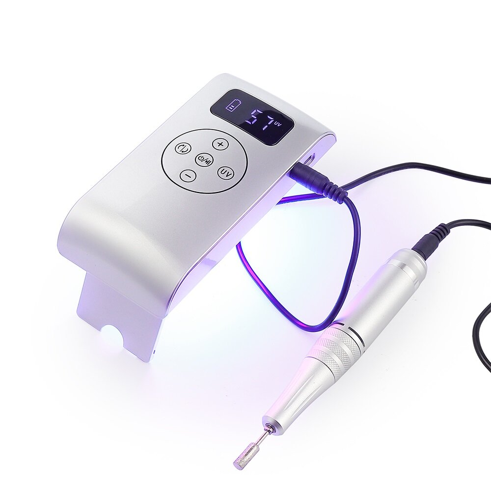 Foreverlily mini nail drill machine 35000 rpm with uv nail lamp electric 2in1 nail manicure set