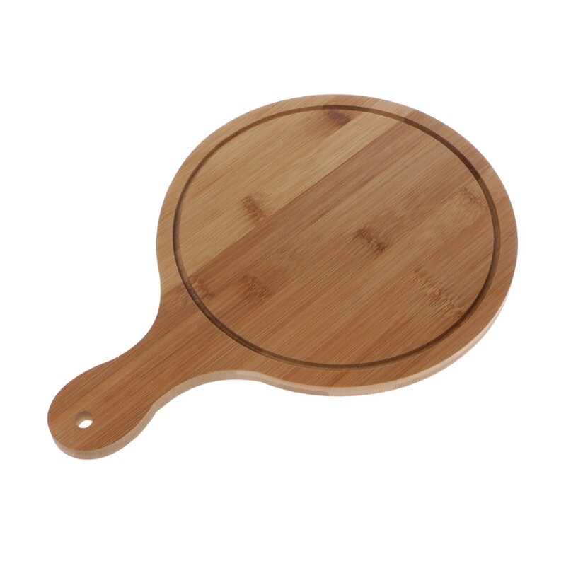 Durable Round Wooden Pizza Paddle Serving Board Making Peel Cutting Tray 3 Sizes