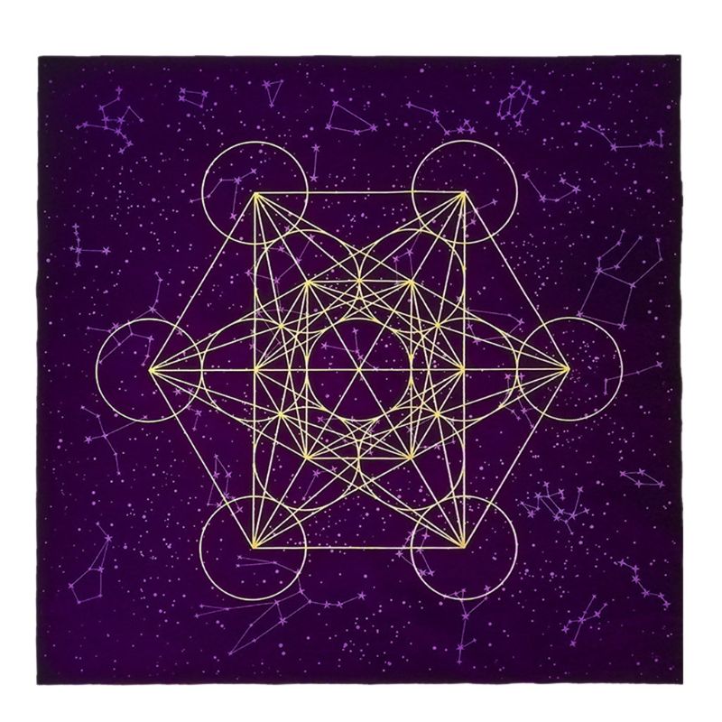 Tarot Card Tablecloth Metatrone Cub Crystal Grid Astrology Divination Altar Velvet Cloth Board Game Tarot Card Mat