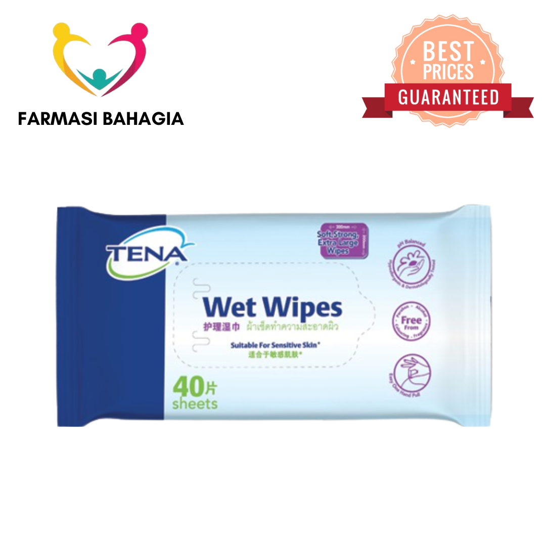 Tena Wet Wipes For Sensitive Skin 40's Lazada