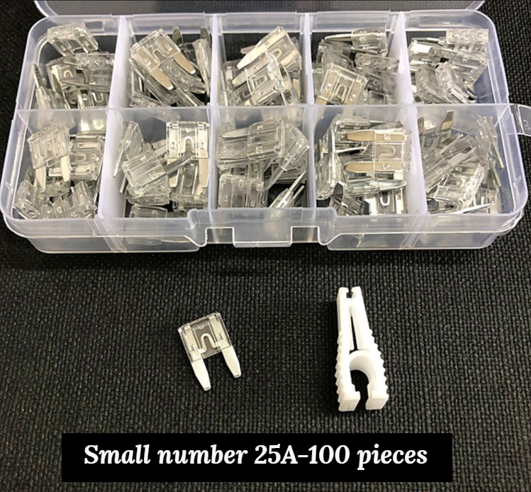 100PCS fuse, car fuse, fuse set, car insert, mini, small, medium 4S shop dedicated 3A 5A 7.5A 10A 15A 20A 25A 30A 35A 40A with box + clip