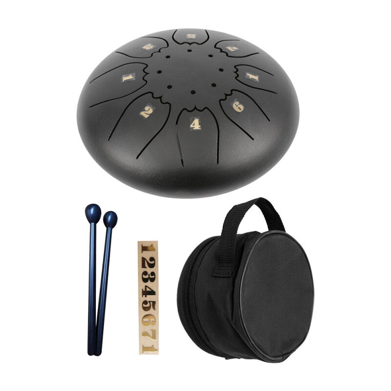 Trống Thép Mini Lưỡi Kim Loại Trống 5Inch C Tone 8 Ghi Chú Nhạc Cụ Gõ Thép Không Gỉ Với Túi Lưu Trữ Dùi Trống Màu Đỏ