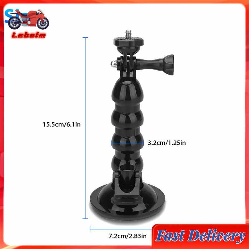 Lebalm【Ready Stock】Car Suction Cup Mount Phone Holder Adjustable Angles Video Navigation Bracket Compatible For Gopro Action Camera