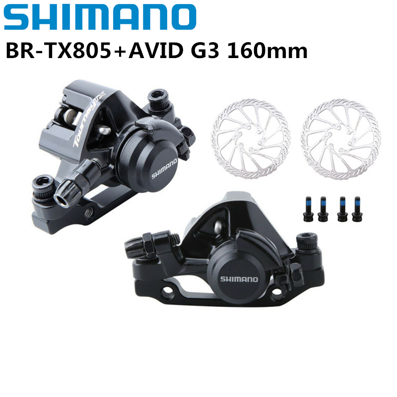 SHIMANO TOURNEY TX BR-TX805 Mechanical Disc Brake With AVID G3 160mm Rotor Six Nail Disc Rotor TX805 Mechanical Disc Brake Calipers For MTB Mountain Bike