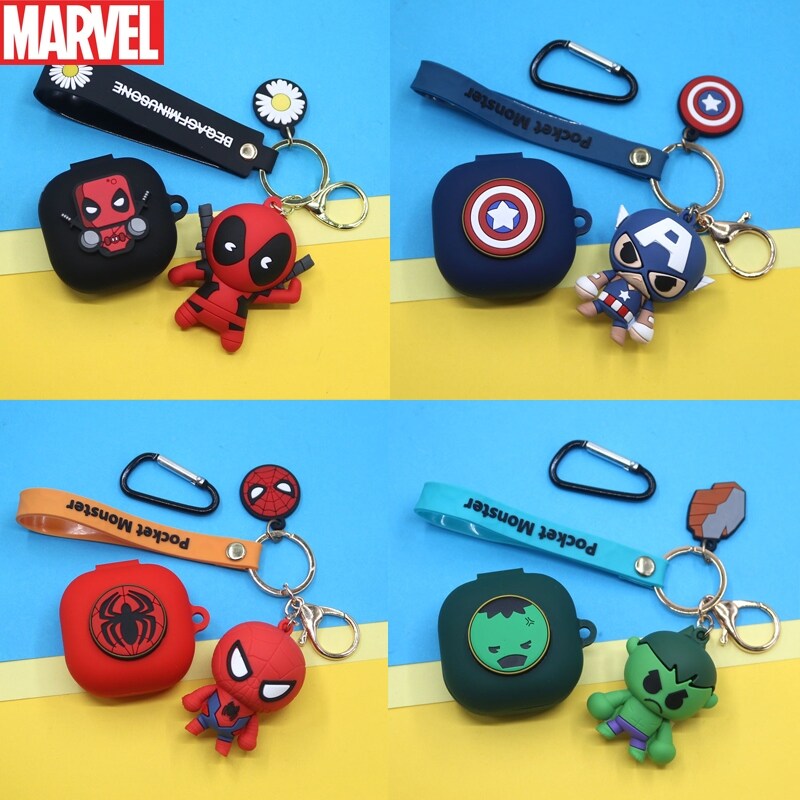 【 Hot Sale】 Cartoon Marvel Earphone Case With Key Chain For Samsung Galaxy Buds Live/Buds Pro Wireless Bluetooth Headphone Protective Cover