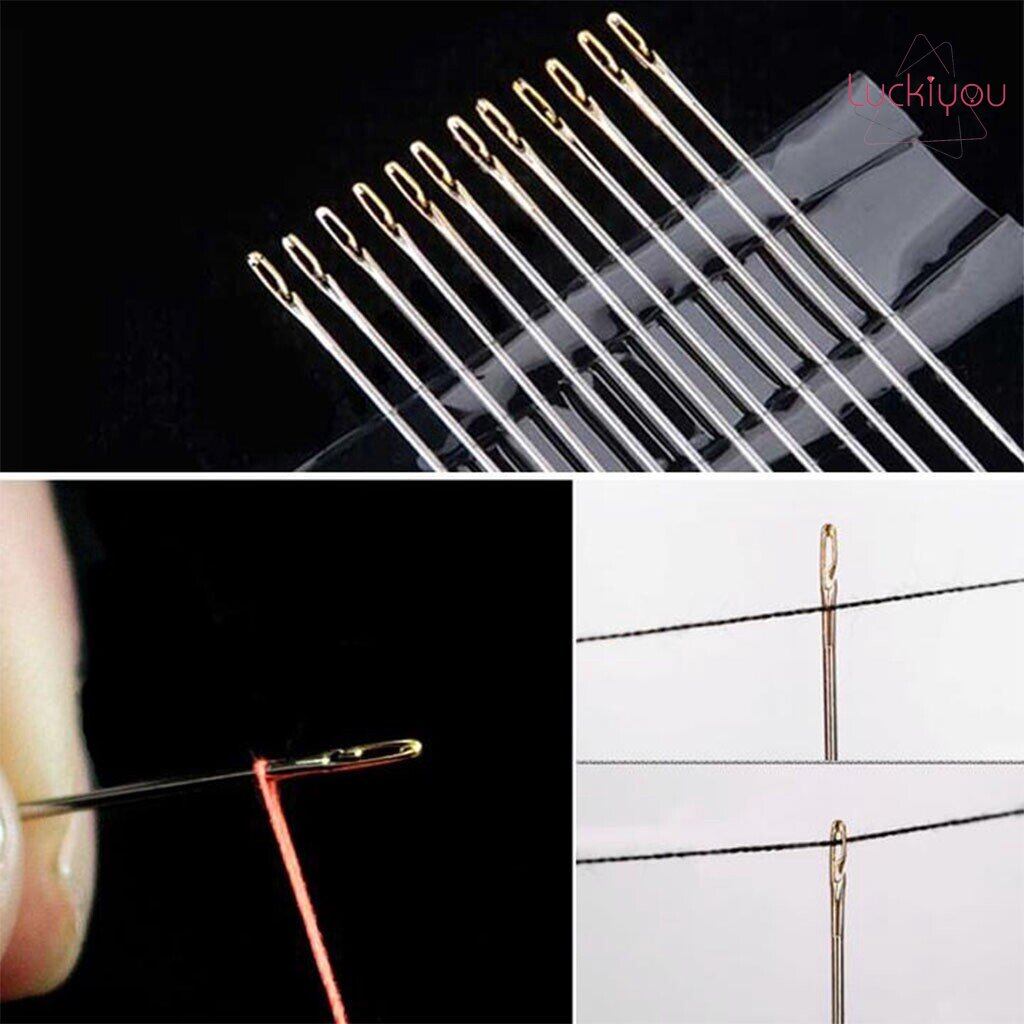 12 Chiếc Kim Cầm Tay Tự Ren Kim Đánh Dấu Kim Mù Mở Cạnh Nhiều Kích Cỡ Kim Tự Khâu Tay Phụ Kiện Tự Làm Thủ Công