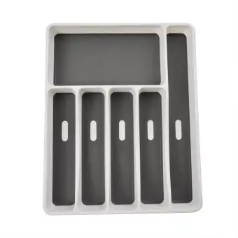 6 Compartments Drawer Cutlery Tray Plastic Cutlery Storage Box