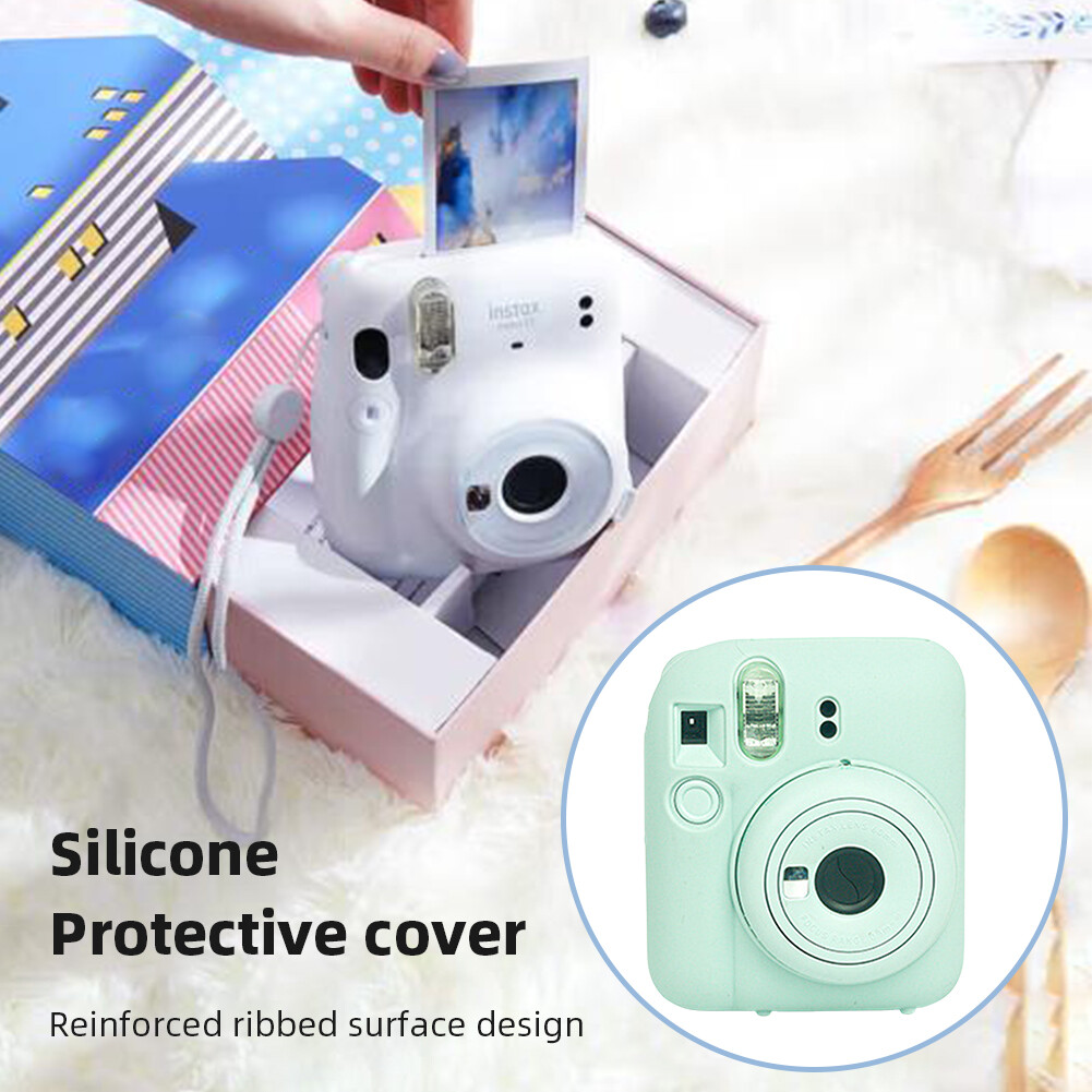 Silicone Máy ảnh lấy ngay bìa chống bụi vỏ mềm Vỏ ốp bảo vệ chống xước màu trơn chống mài mòn cho Instax mini 12