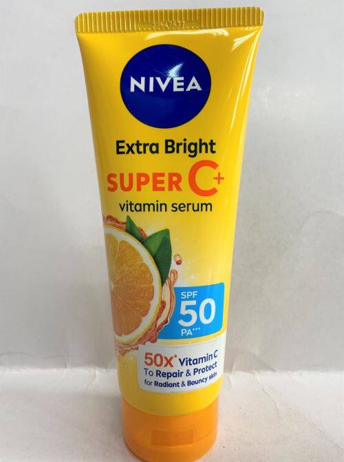 Nivea Extra Bright Super C+ Vitamin Serum SPF50PA+++ 180mL(Exp 09/2025 ...