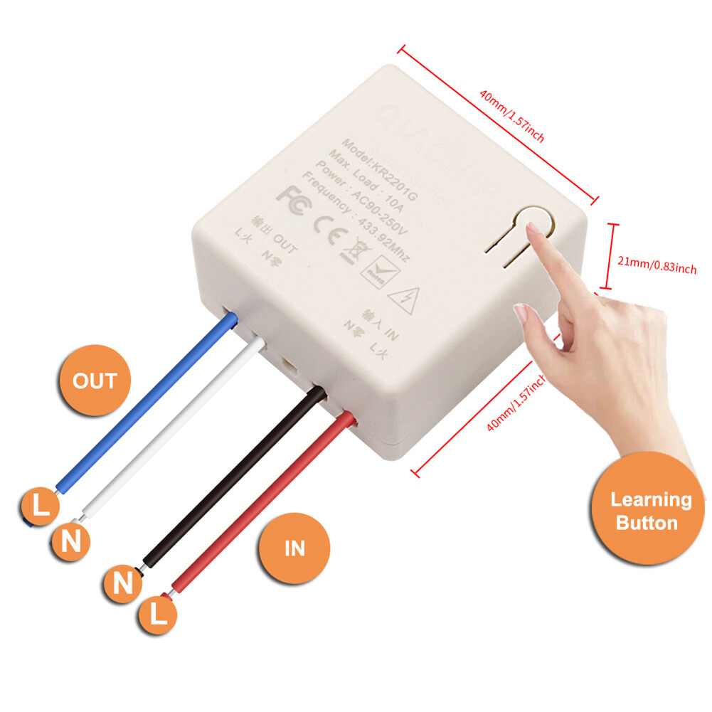 Elesky Mini Wireless Switch 433MHZ RF Light Controller Breaker Electrical Home Remote Control Button Wall Panel On Off 220V Led Light Lamp Fan