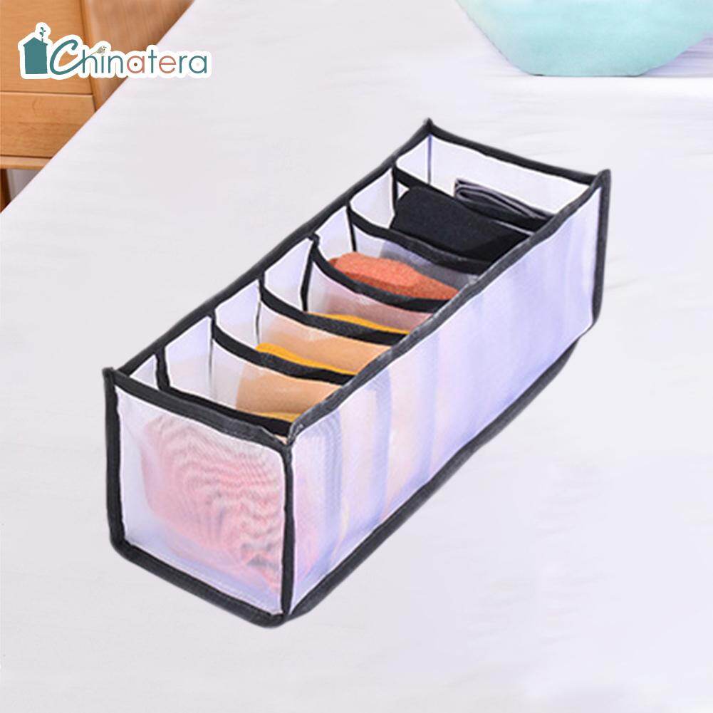 [Chinatera] 6/7/11 Grids Portable Underwear Storage Compartment Box Foldable Bra Organizer Drawer Socks Storage Box Cabinet Drawer Divider Home Wardrobe Organizer