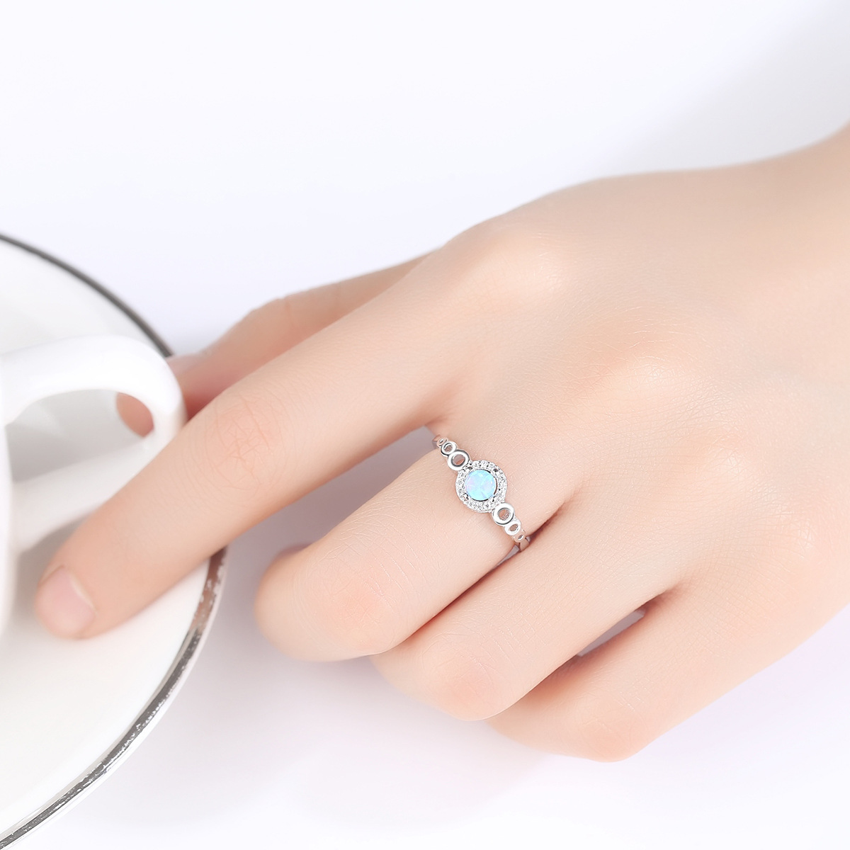 Bestone Nhẫn Opal 925 Bạc Opal Nhẫn Thời Trang Cho Nữ