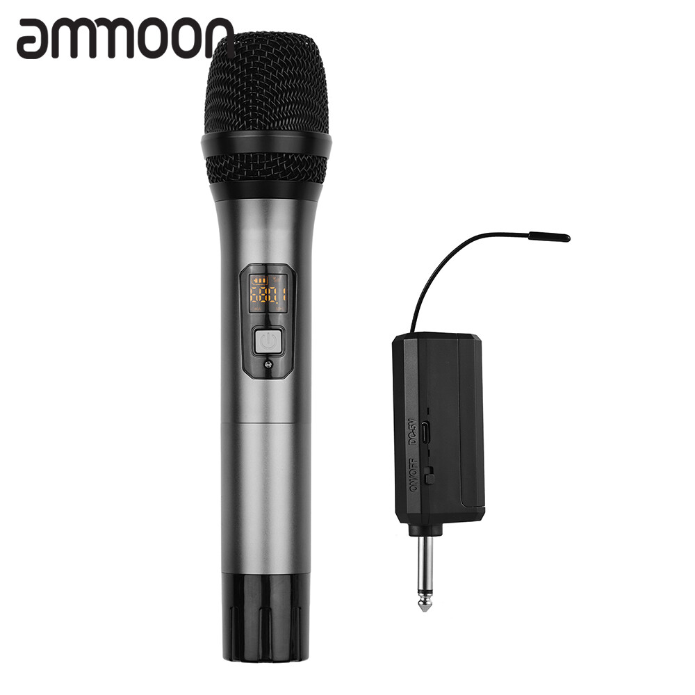 UHF Wireless Microphone System with Cardioid Microphone and Receiver 16 Channels for Video Live Broadcast Interview