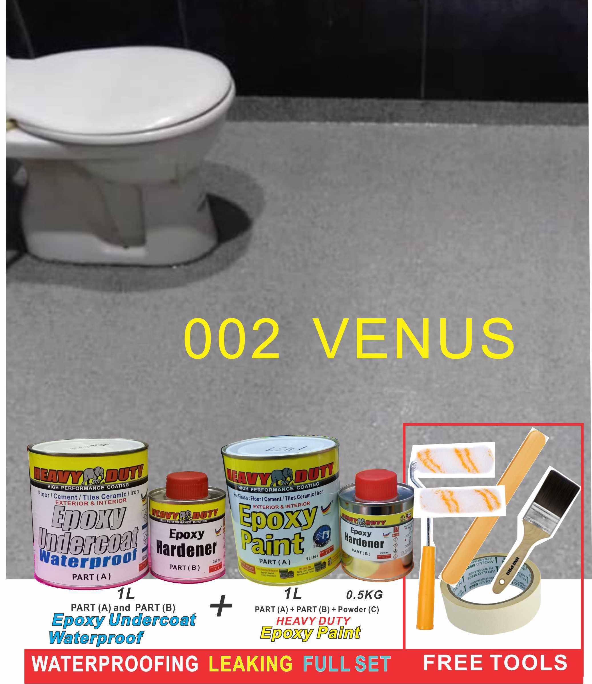 002 FULL SET Epoxy Floor Coating HEAVY DUTY ( FREE Tool Set + 1L
