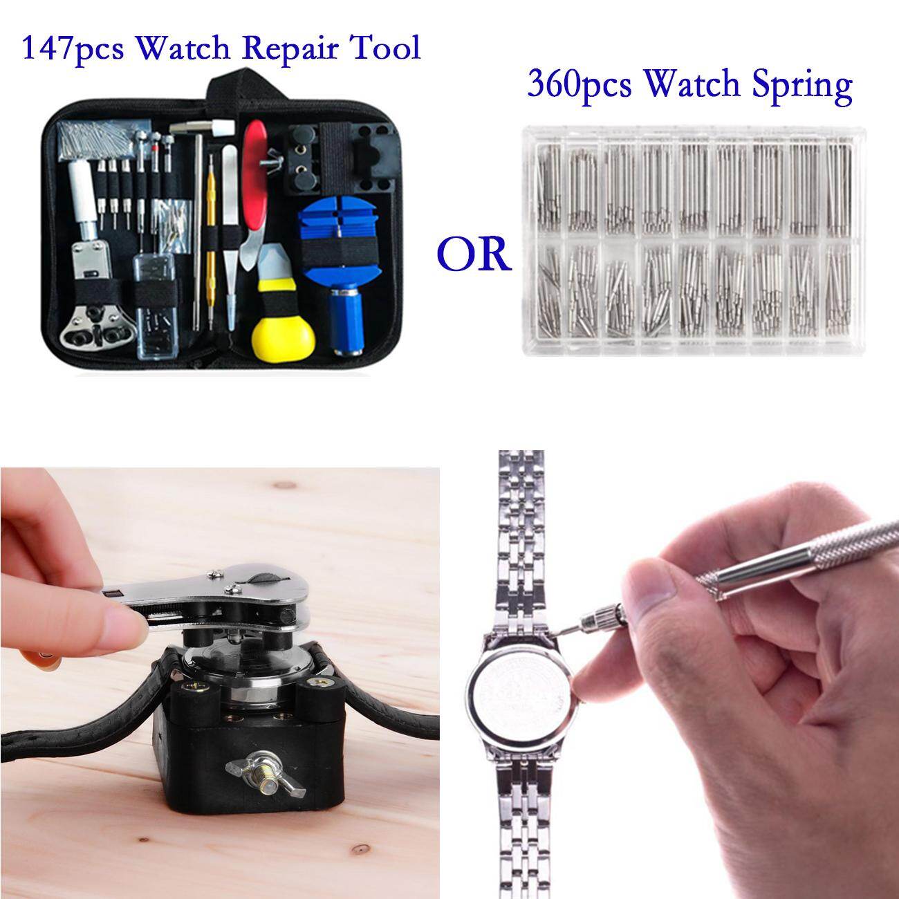 147PCS Watch Repair Tool Kit Watchmaker Back Case Reinforce Opener Remover Spring Pin Screwdriver Set