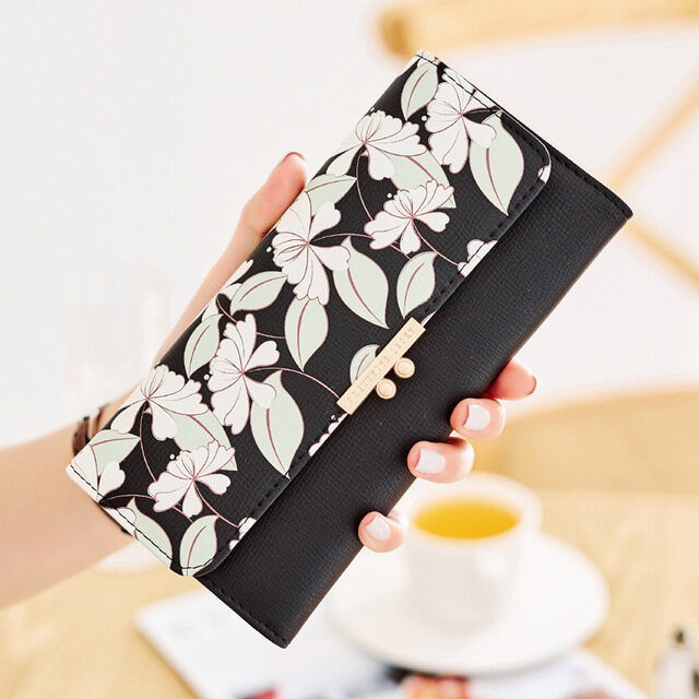 Brand High Capacity New Fashion Women Wallet Long Design Three Fold Card Holder Carteira Female PU Leather Ladies Card Holder Purses cute Wallet Elegant Clutch Wallet for women