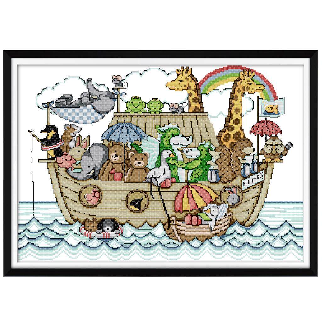Hypo Household New Diy Handmade Needlework Noah S Ark Counted 14ct